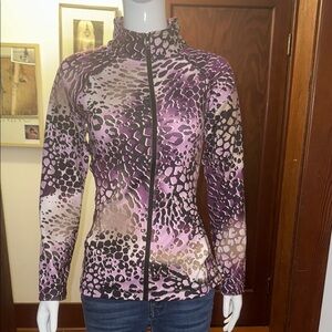 NWT Style & co size small Purple Animal Print Zip-Up Jacket
